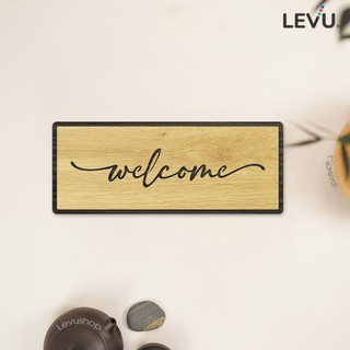 Bảng gỗ Welcome dán cửa trang trí vintage cho quán cà phê trà sữa BG18
