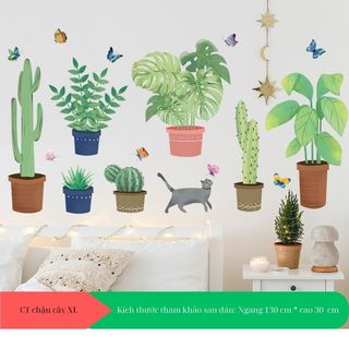 Decal dán tường chân tường chậu cây XL7248