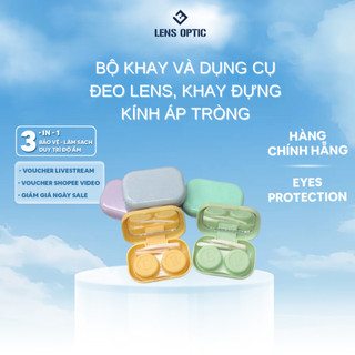 Bộ khay và dụng cụ đeo lens, khay đựng kính áp tròng - Lens Optic