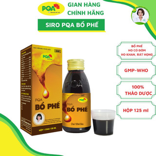 Siro Bổ phế PQA hộp 125ml giúp bổ phế, nhuận phế, hỗ trợ giảm ho, rát họng, khản tiếng, long đờm