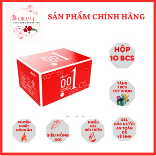  Bao cao su OlO 0.01 Đỏ Passionate Factor mỏng nhiều gel truyền nhiệt tốt cảm giác chân thật - Hộp 10 bcs 
