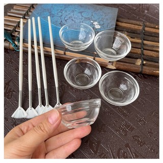 Bộ bát thủy tinh và chổi peel da