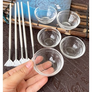 Bộ bát thủy tinh và chổi peel da