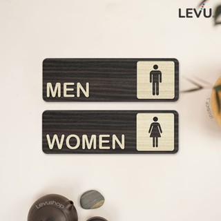 Bộ 2 bảng gỗ Toilet Men Women dán cửa trang trí nhà vệ sinh Nam Nữ LEVU-TL18