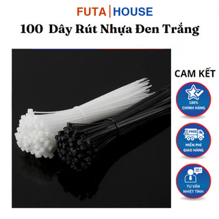 Dây rút nhựa đen trắng bọc 100 dây 150 x 2.5mm