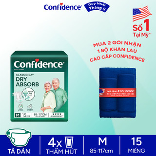 Tã dán người lớn Confidence Classic Day Khô Thoáng Thấm Hút M/L 15 / M/L 20+3