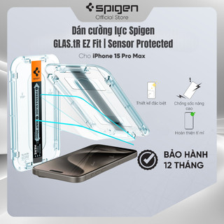 Dán cường lực cho iphone spigen 15 pro/ 15 pro max glas.tr ez fit | sensor protected - hàng chính hãng