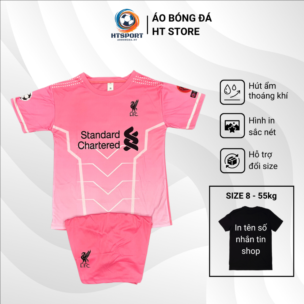 Quần Áo Bóng Đá Trẻ Em - Bộ Đồ Đá Banh Clb Liverpool Hồng -Chất Thun Lạnh-Mềm Mát-In Cao Cấp 8-65kg