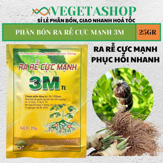 Thuốc kích rễ 3M, chuyên dùng cho giâm cành, kích rễ cây trồng 25gr - VEGETASHOP- Phân Bón Cuốc Vàng