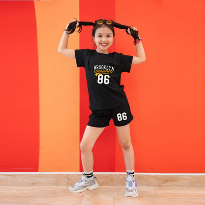 Bộ cộc tay bé gái mùa hè in số 86 -Quần áo trẻ em nữ cân nặng từ 15-40kg-  Loza Kids SB98