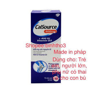 Viên sủi bổ sung canxi Calsource 600mg + Vitamin D3 Thương hiệu: GSK | Sản xuất tại: Pháp