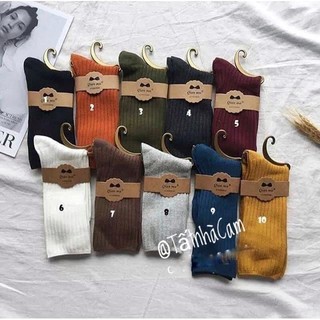 Tất vớ cổ cao nam nữ Vintage Hàn Quốc len gân loại xịn siêu MỊN Beo Chan