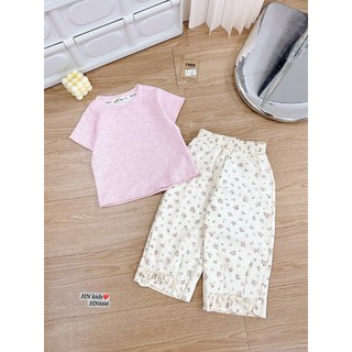  Set áo hồng quần hoa nhí bé gái 