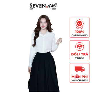 Áo sơ mi trắng basic dáng suông thời trang nữ Seven.AM B101158Z