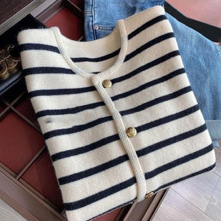 Áo len cdg kẻ cúc đồng