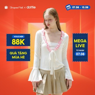 Dottie - áo khoác phối bèo tay loe - trắng - t0946