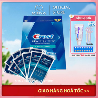 FullBox Hộp 10 Gói Miếng dán trắng răng Crest 3D White 1 Hour Express - Làm trắng răng cấp tốc 1 giờ