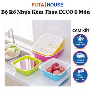 Bộ rổ nhựa kèm thau ecco 6 món cao cấp