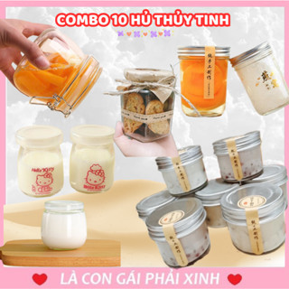 COMBO 10 Hủ Thủy Tinh Làm Bánh Flan Sữa Chua Đủ Mẫu Lựa Chọn Hũ Nắp Nhôm Nắp Thiếc 100/200/500ML #