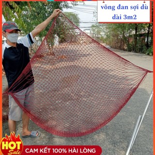 KÈM DÂY - Võng lưới đan tay thủ công dây dù bó đầu chắc chắn dài 3,2 mét nặng 450g, võng lưới treo du lịch dã ngoại