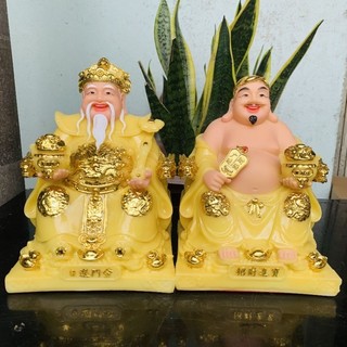 Bộ tượng thần tài thổ địa đá. tài địa phú quý