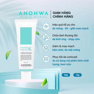 Kem Dưỡng Phục Hồi AHOHWA Vitamin K Cream 80g - Phục Hồi, Làm Dịu Da Mỏng Đỏ, Lộ Mao Mạch Do Mỹ Phẩm