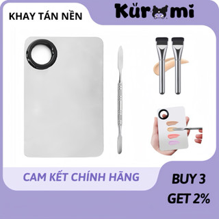 Bộ Dụng Cụ Khay Thìa Trộn Tán Kem Nền Bằng Thép Chính Hãng Chống Gỉ Dễ Vệ Sinh