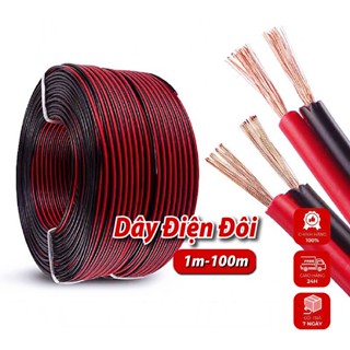 Dây điện đôi đỏ đen 0.5, 1.5, 2.5 dây điện lõi nhiều sợi chuyên dùng để nối điện lưới (CUỘN 100M)