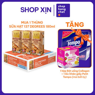 [MUA THÙNG 36 HỘP 180ML TẶNG 1 LỐC PETIT + 1 HỘP BỘT COLLAGEN] Sữa Hạt Hạnh Nhân Nguyên Chất 137 Degrees Thái Lan
