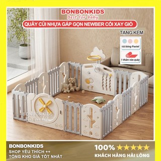 [KÈM THẢM + BÓNG] Quây Cũi nhựa cho bé Newber cối xay gió cao cấp - Quây gấp gọn nhựa nguyên sinh an toàn