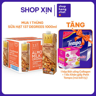 [MUA THÙNG 12 HỘP 1L TẶNG 1 LỐC PETIT + 1 HỘP BỘT COLLAGEN] Sữa Hạt Hạnh Nhân Nguyên Chất 137 Degrees Thái Lan