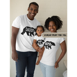 Set áo thun dành cho cả gia đình, từ người lớn đến trẻ em chất cotton với họa tiết Bear Family