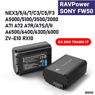 Ravpower sony fw50 np-fw50 - pin và dock sạc đôi type-c micro usb lcd sony zv-e10 a7 a72 a6000 a6300