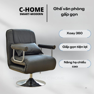 Ghế sofa giường đơn C-HOME gấp gọn thành ghế ,sofa đơn xoay 360,sofa bed, ghế lười thư giãn văn phòng bằng da