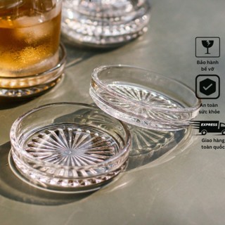 Đĩa lót ly thủy tinh/ Đế lót ly thủy tinh Thái Lan 8.6cm
