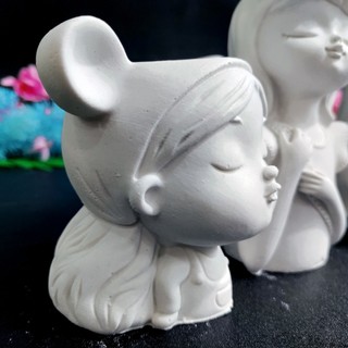 Tượng tô màu, LỌ BÚT NHỮNG THIẾU NỮ 4 KIỂU, size L-XL, thạch cao trắng (Không kèm màu), luyện vẽ, decor