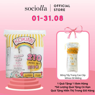 Bông tẩy trang nhật bản kokimi cotton pad 210 miếng tròn