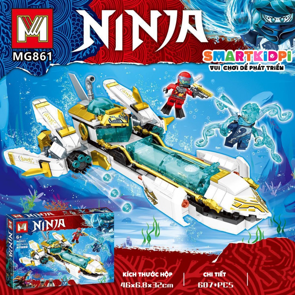 Đồ Chơi Lắp Ráp xếp hình Ninja Go MG861 ( Xếp Hình Tàu Ngầm Hydro Bounty 607 Mảnh Ghép )