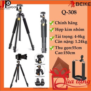 CHÂN MÁY ẢNH BEIKE Q-308 NEW 2019 + GÁ KẸP ĐIỆN THOẠI