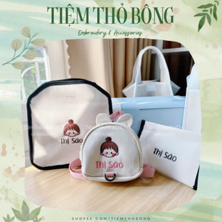 Túi bỉm sữa phong cách hàn quốc hottrend thêu tên cho mẹ và bé