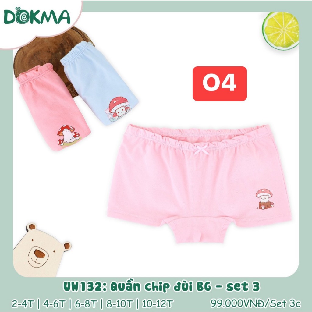 (2-12Y) Quần chip đùi cho bé gái (SET 3 CÁI) - DOKMA
