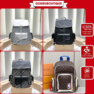 Balo Đi Học Nam Nữ Vải Canvas Dệt chữ Túi Hộp Nắp Da Trơn -  Balo Nam Boy Phố Đi Học Vải Phối Da Vân Chìm