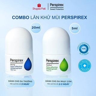 ComboMix Lăn khử mùi Perspirex Strong 20ml Cho Da Thường và Perspirex Comfort 5ml Cho Da Nhạy Cảm