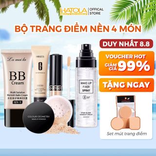 Set trang điểm nền đầy đủ gồm kèm lót, kem nền, kem che khuyết điểm, phấn phủ đồ makeup siêu hottrend  Hatola