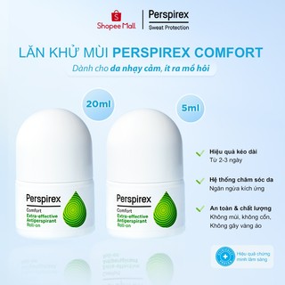 ComboMix Lăn khử mùi Perspirex Comfort (20ml+ 5ml): Dành cho da nhạy cảm hoặc da thường ít đổ mồ hôi