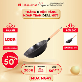 [ Mẫu mới cán gỗ] Chảo gang đúc công nghệ mới La gourmet Nitrigan™ 20cm lòng sâu - 413772 ( siêu bền)