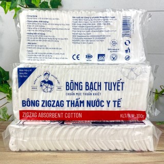 Bông Y Tế Cắt Zigzag 100g/ gói chính hãng BÔNG BẠCH TUYẾT