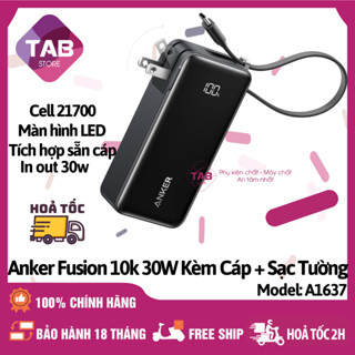 Sạc Dự Phòng Anker Fusion 10.000mAh 30w Tích Hợp Cáp + Sạc Tường - A1637 (Bảo Hành 18 Tháng)
