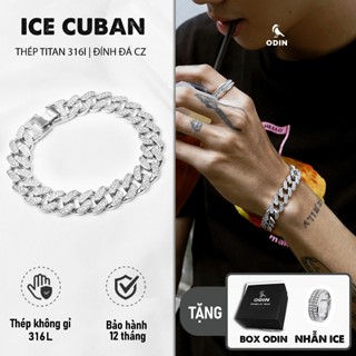 Vòng tay ODIN Ice Cuban đính đá CZ - Thép Titan 316L SIÊU BỀN - KHÔNG GỈ - KHÔNG ĐEN - TẶNG KÈM DEAL NHẪN 0Đ