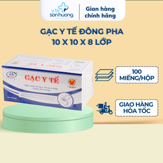 Đông Pha Gạc y tế đắp mặt nạ 10cm x 10cm x 8 lớp hộp 100 miếng .